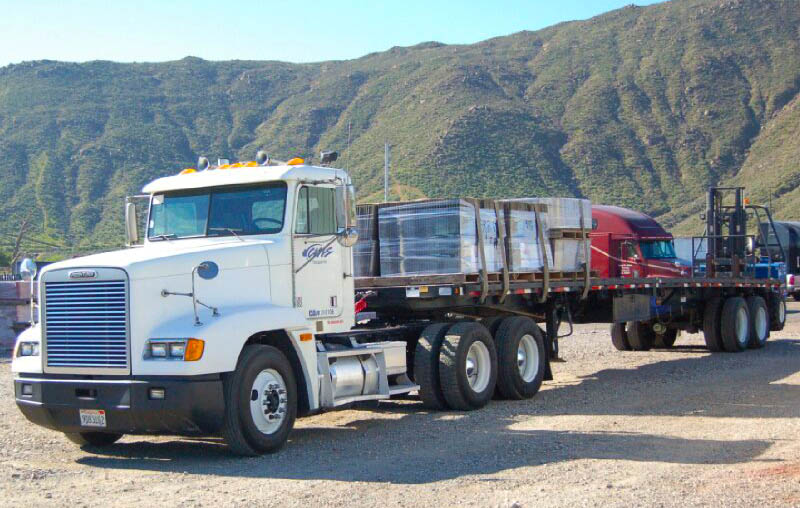 Flatbed truck hauling